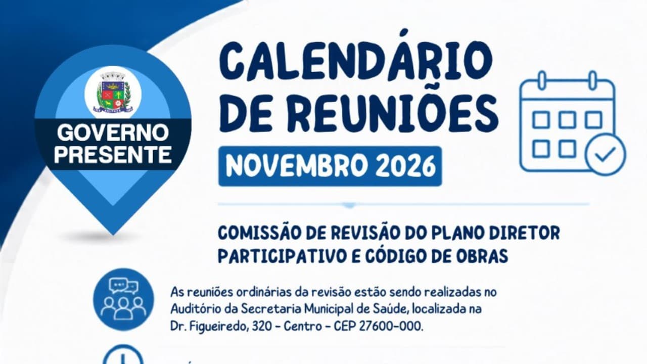 Calendário das reuniões de novembro