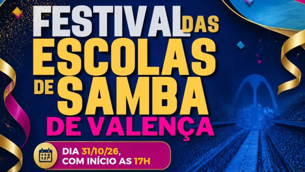 No próximo sábado, tem Festival das Escolas de Samba de Valença